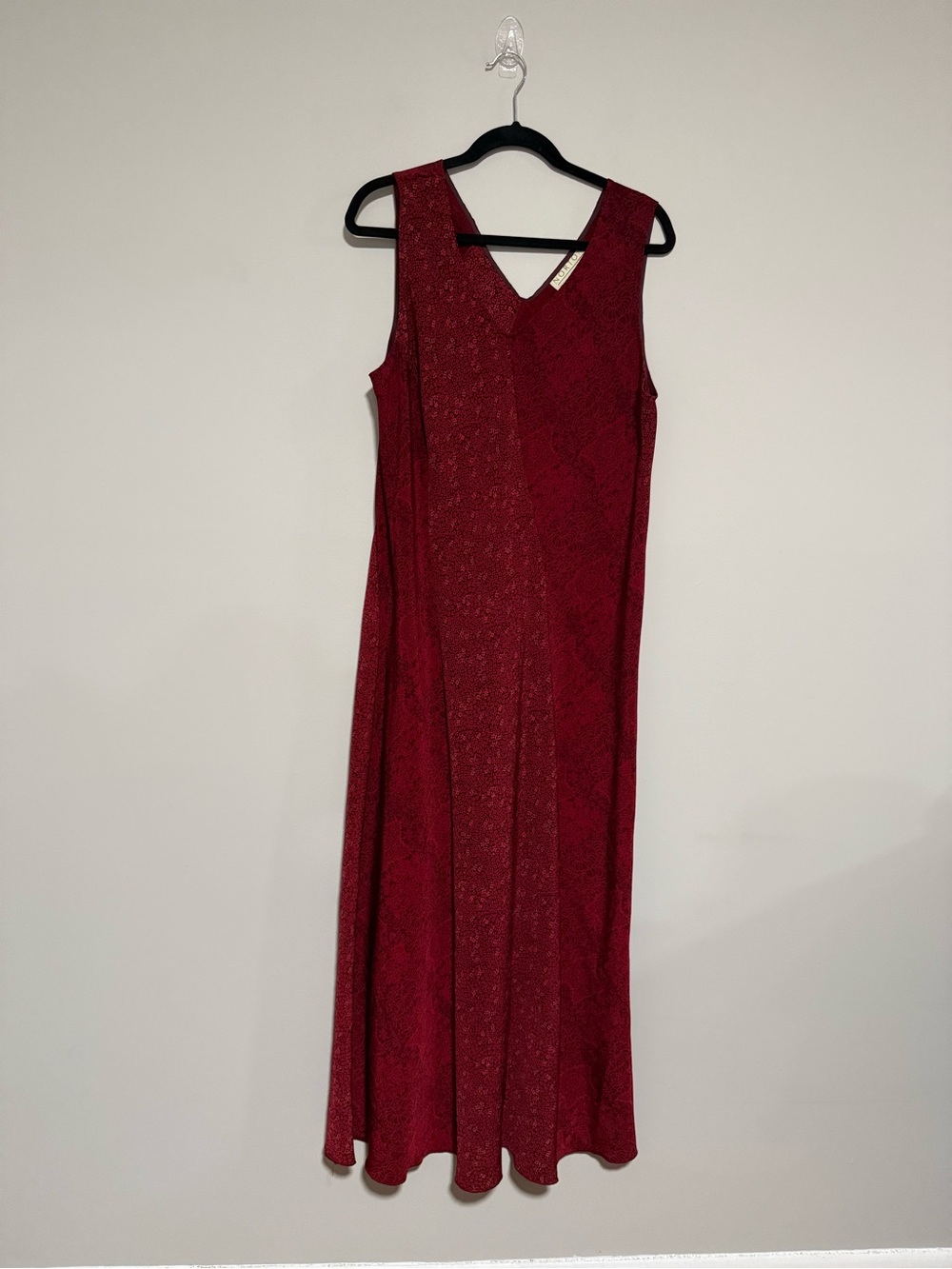 VTG 90s Y2K Red Sleeveless V-Neck Floral Patchwork Maxi Dress Size Medium
